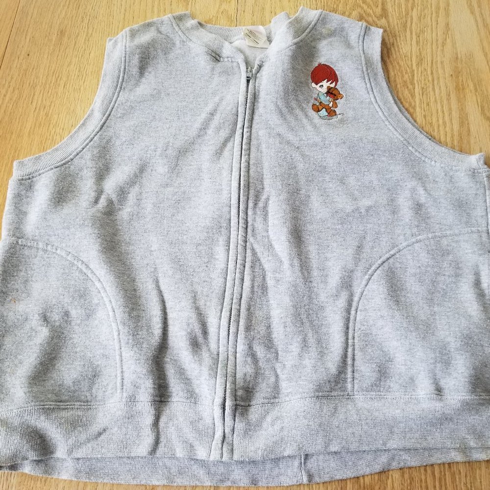 Hanes her way Vest Womens gray Casual full zip X-Large Precious Moments